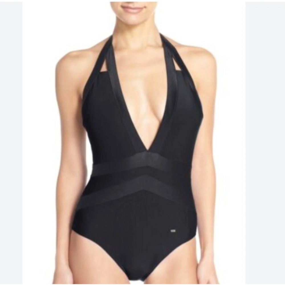 TED BAKER Ralinda‎ Halter One Piece Swimsuit Size 5 (US 14) Black